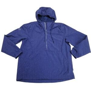 EvoShield Mens Pullover Jacket Large Blue Grid Hooded Quarter Zip Windbreaker